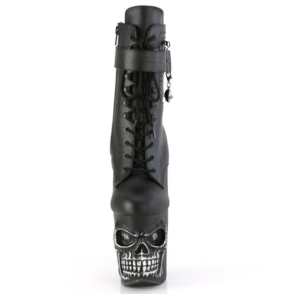 Gothic Skull Platform Lace Up High Heel Ankle Boots - Picture 2 of 5